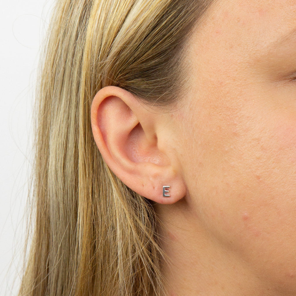 Gecko Jewellery Sterling Silver Initial Stud Earrings – Personalised