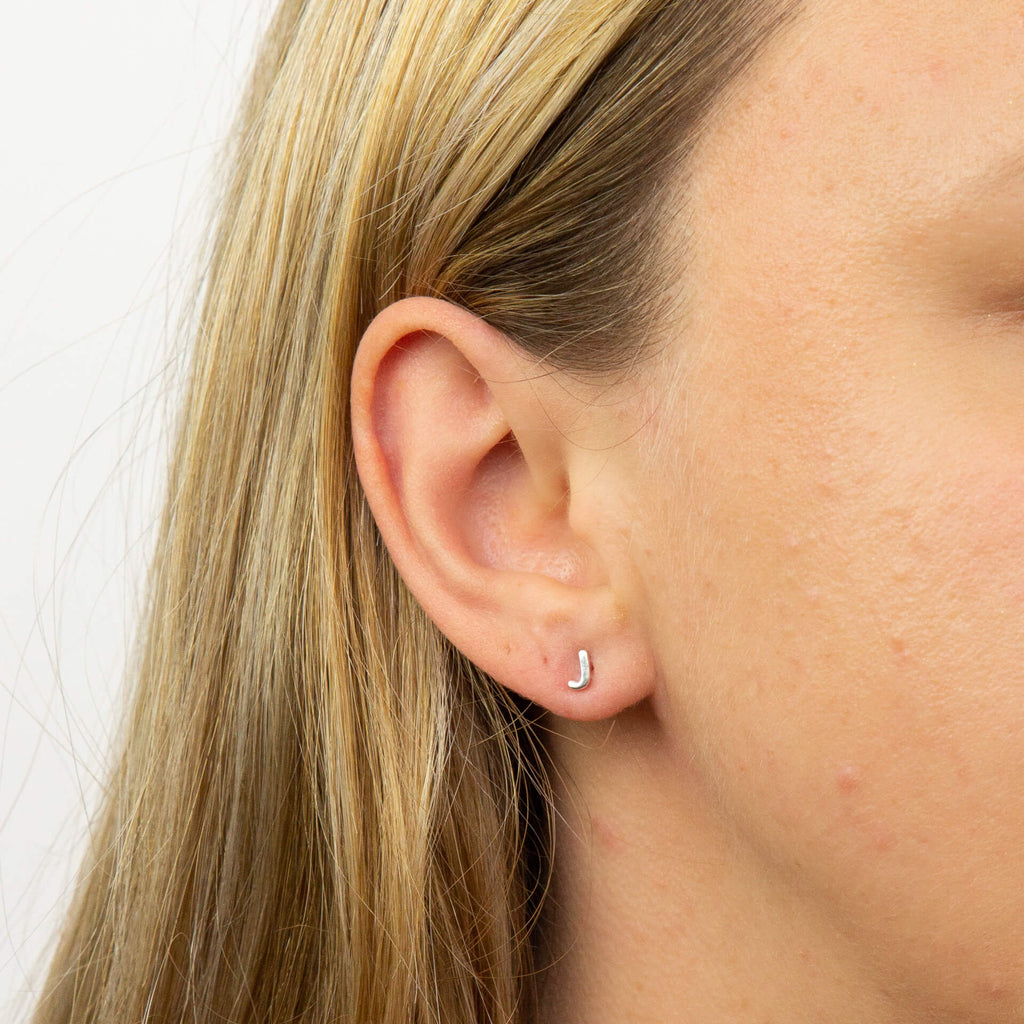 Gecko Jewellery Sterling Silver Initial Stud Earrings – Personalised