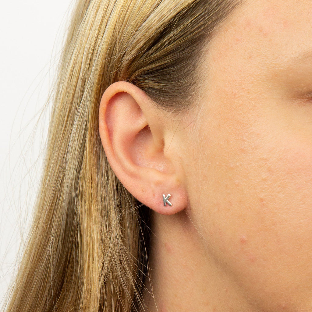 Gecko Jewellery Sterling Silver Initial Stud Earrings – Personalised