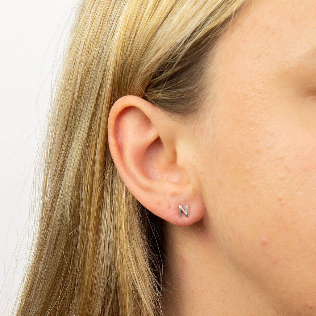 Gecko Jewellery Sterling Silver Initial Stud Earrings – Personalised