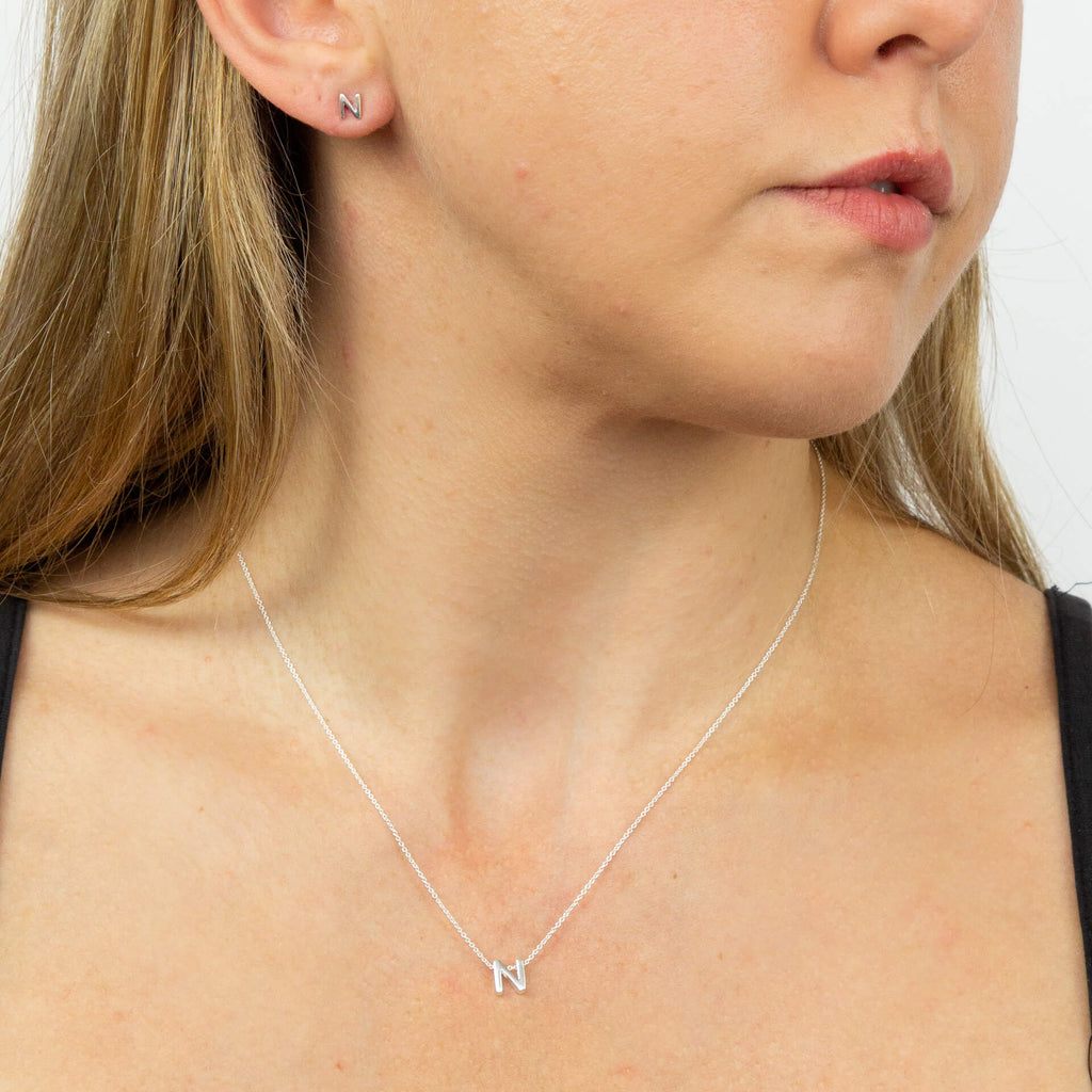 Gecko Jewellery Sterling Silver Initial Stud Earrings – Personalised