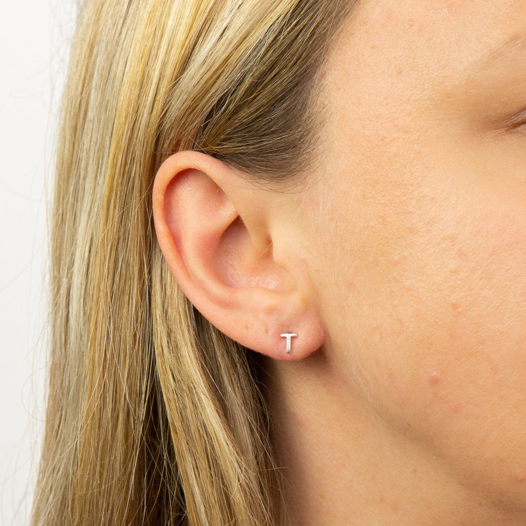 Gecko Jewellery Sterling Silver Initial Stud Earrings – Personalised