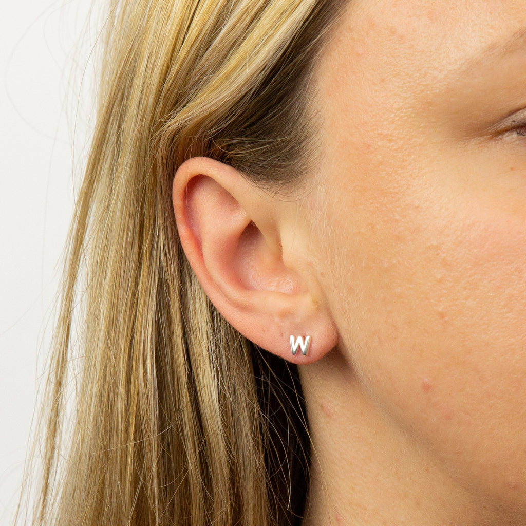 Gecko Jewellery Sterling Silver Initial Stud Earrings – Personalised