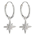 Gecko Jewellery Sterling Silver CZ Starburst Hoop Earrings