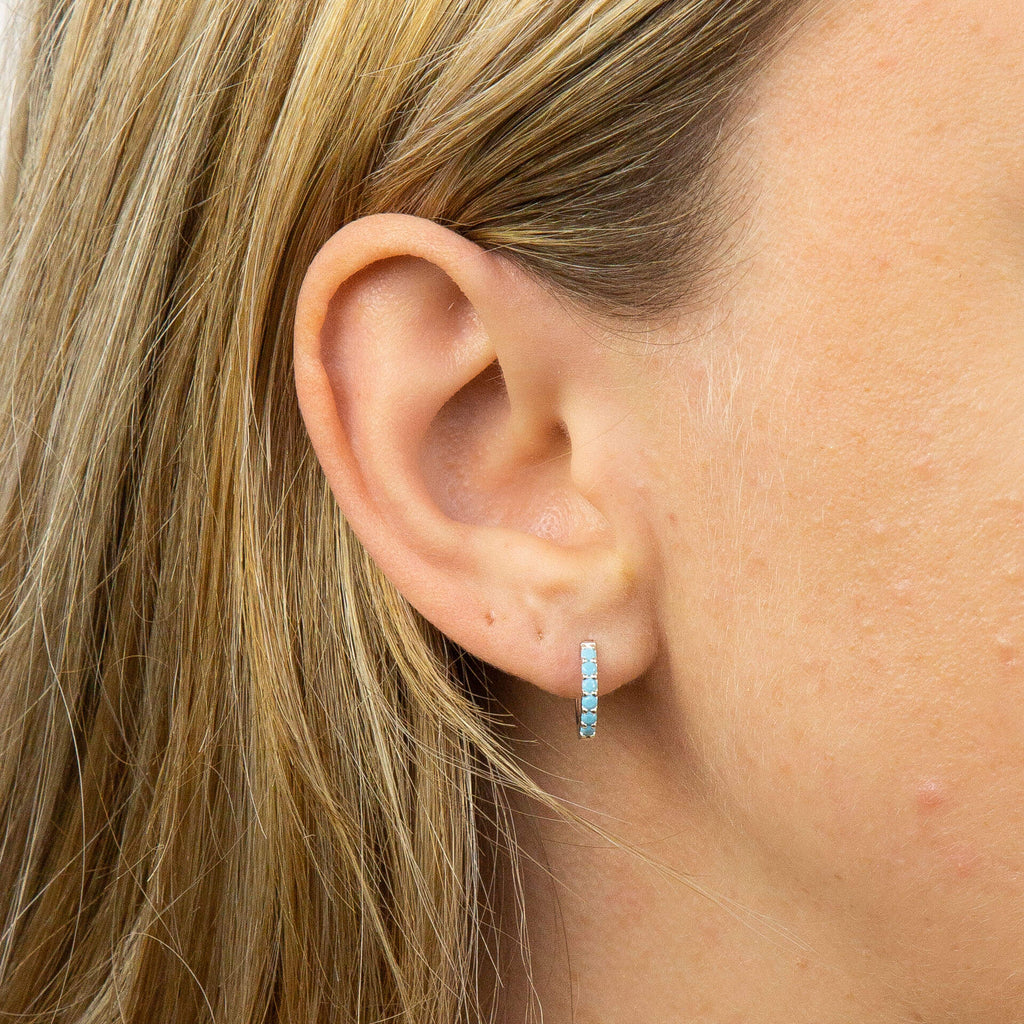 Gecko Jewellery Turquoise Crystal Hoop Earrings in Sterling Silver
