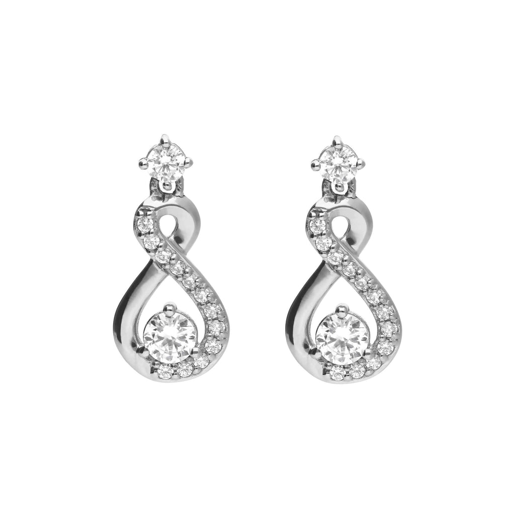 Diamonfire Infinity Zirconia Drop Earrings in Rhodium Plated Silver