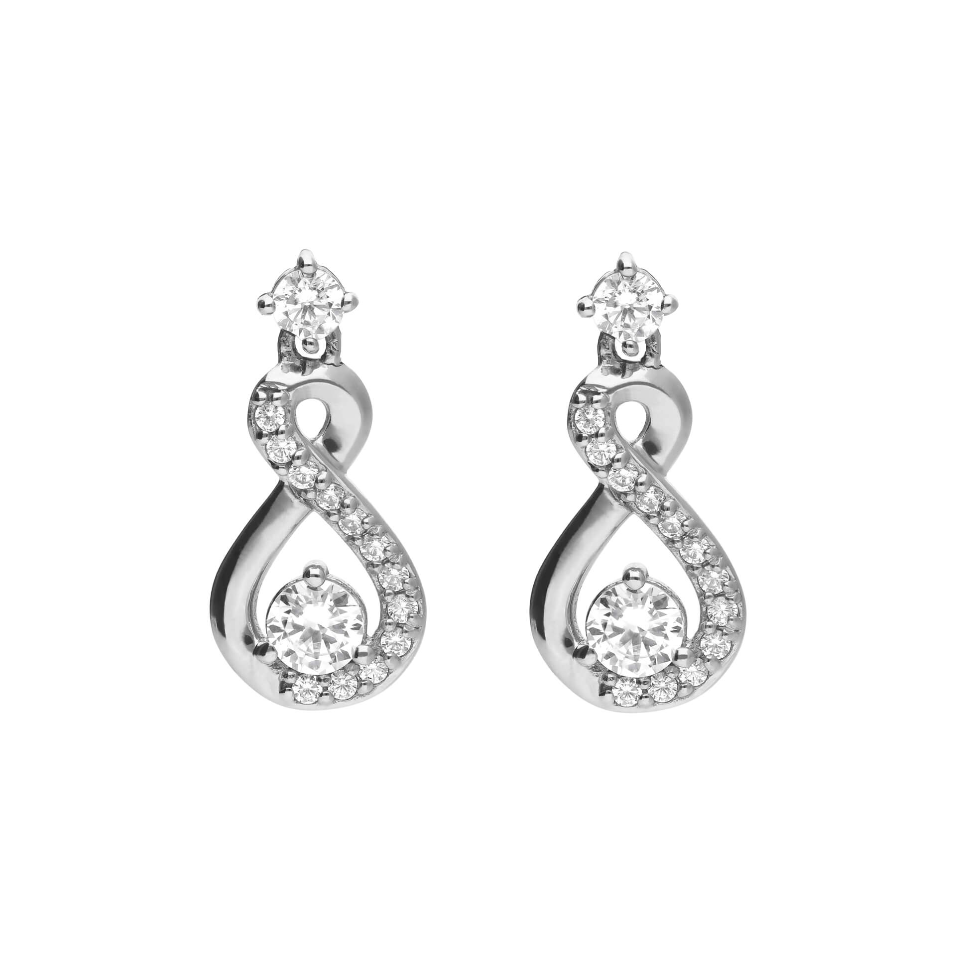 Diamonfire Infinity Zirconia Drop Earrings in Rhodium Plated Silver