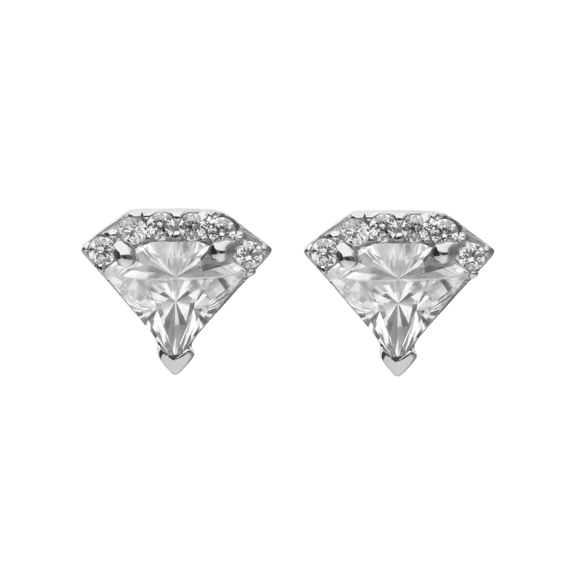 Diamonfire Zirconia Diamond Shaped Stud Earrings in Sterling Silver