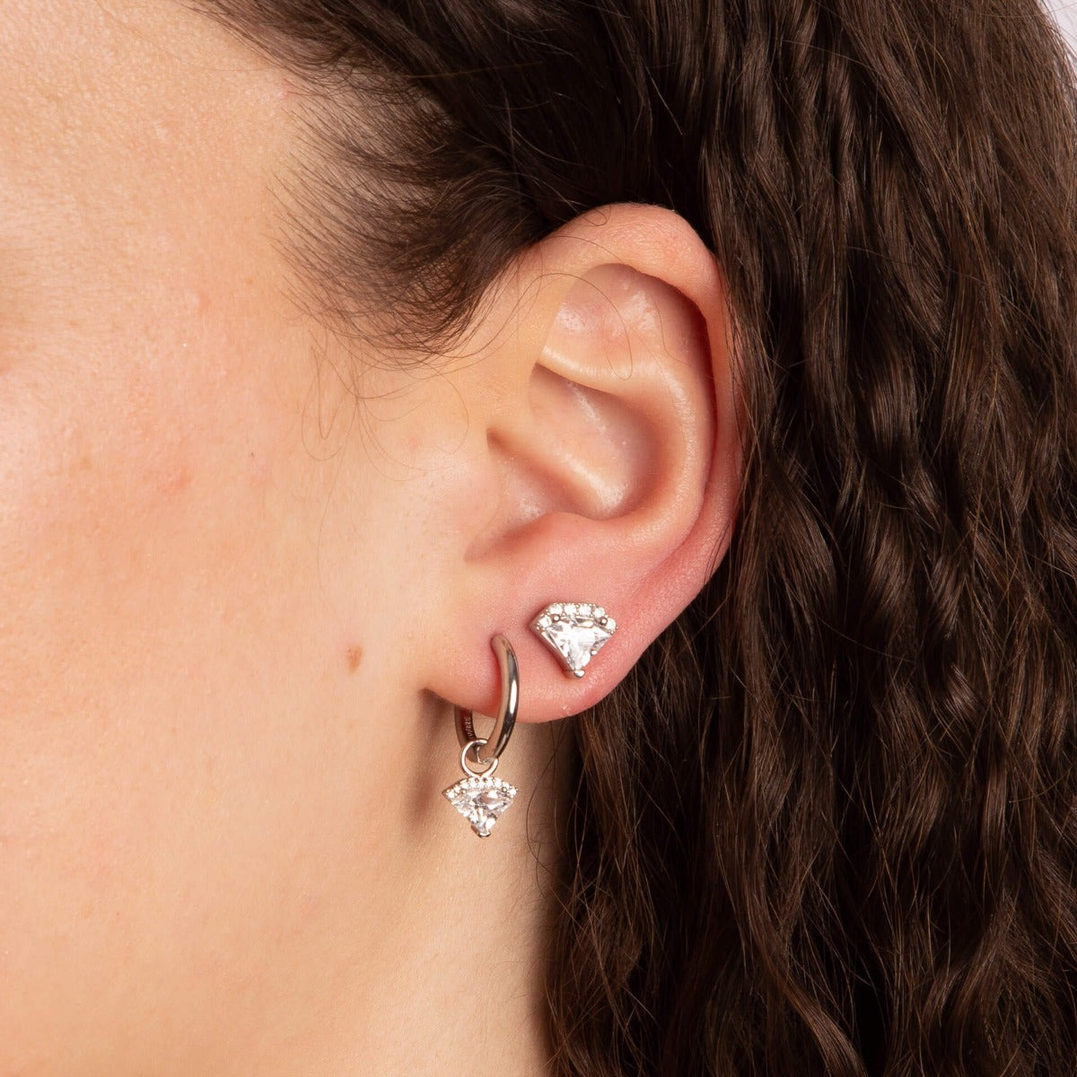Diamonfire Zirconia Diamond Shaped Stud Earrings in Sterling Silver