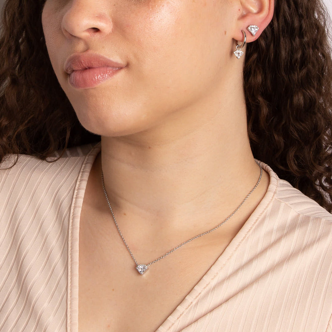 Diamonfire Zirconia Diamond Shaped Stud Earrings in Sterling Silver