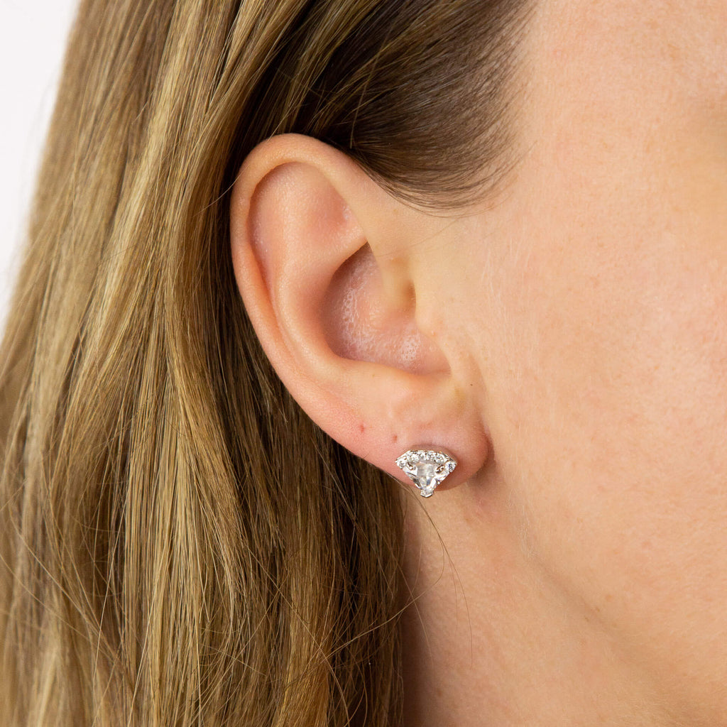 Diamonfire Zirconia Diamond Shaped Stud Earrings in Sterling Silver