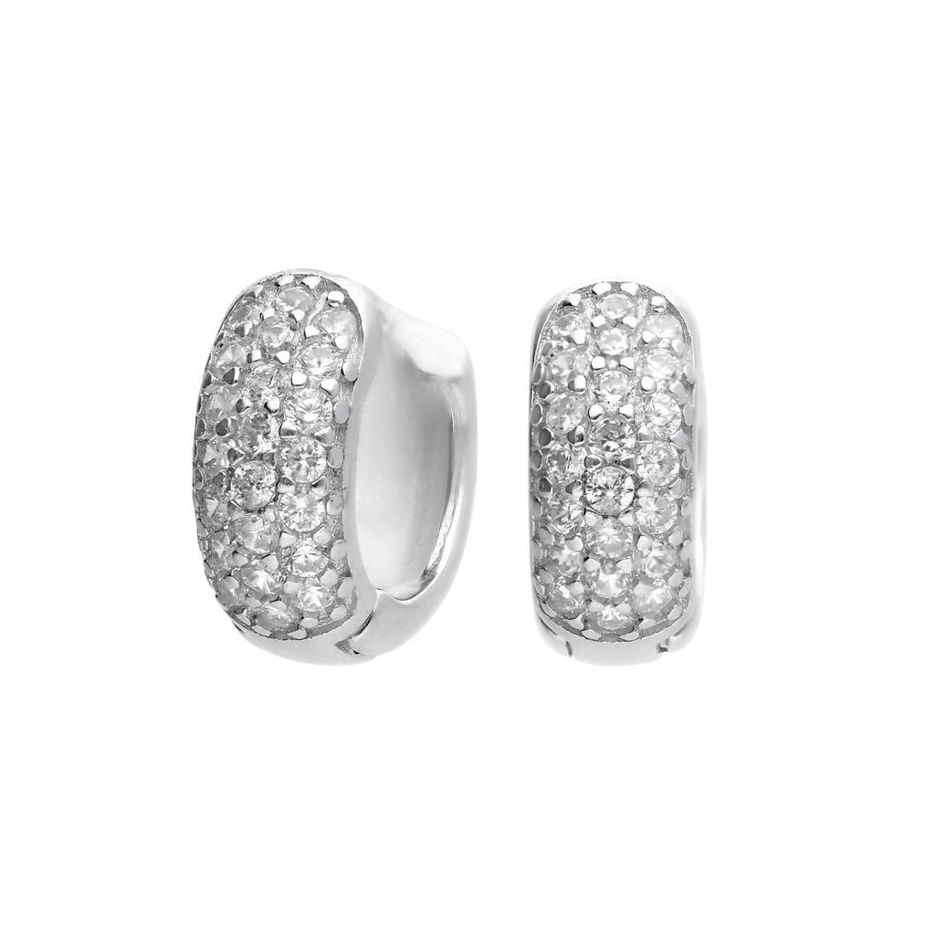 Diamonfire Small Pave Zirconia Huggie Earrings in Sterling Silver