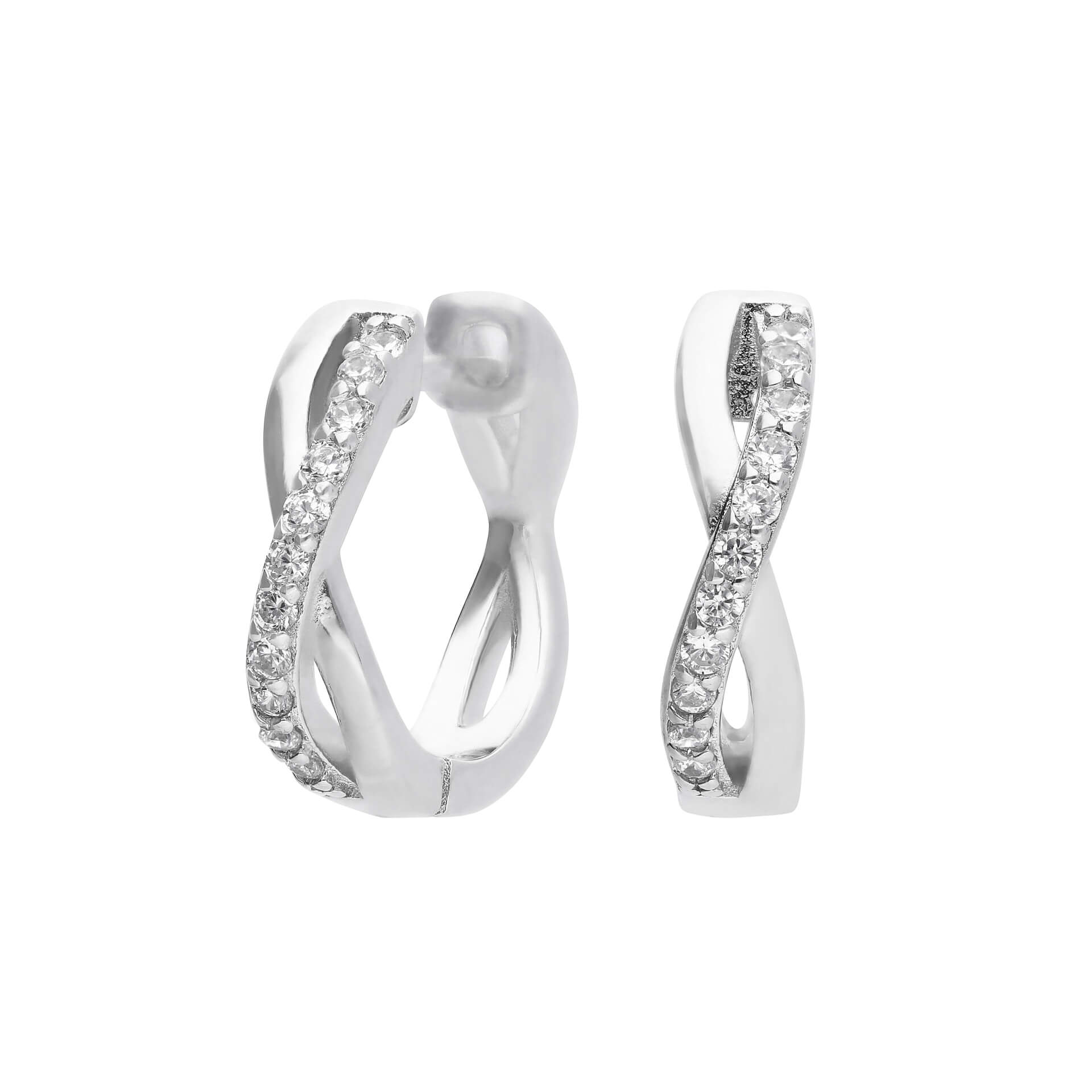 Diamonfire Infinity Zirconia Hoop Earrings in Rhodium Plated Silver