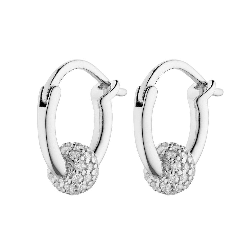 Diamonfire Pave Zirconia Ball Hoop Earrings in Sterling Silver