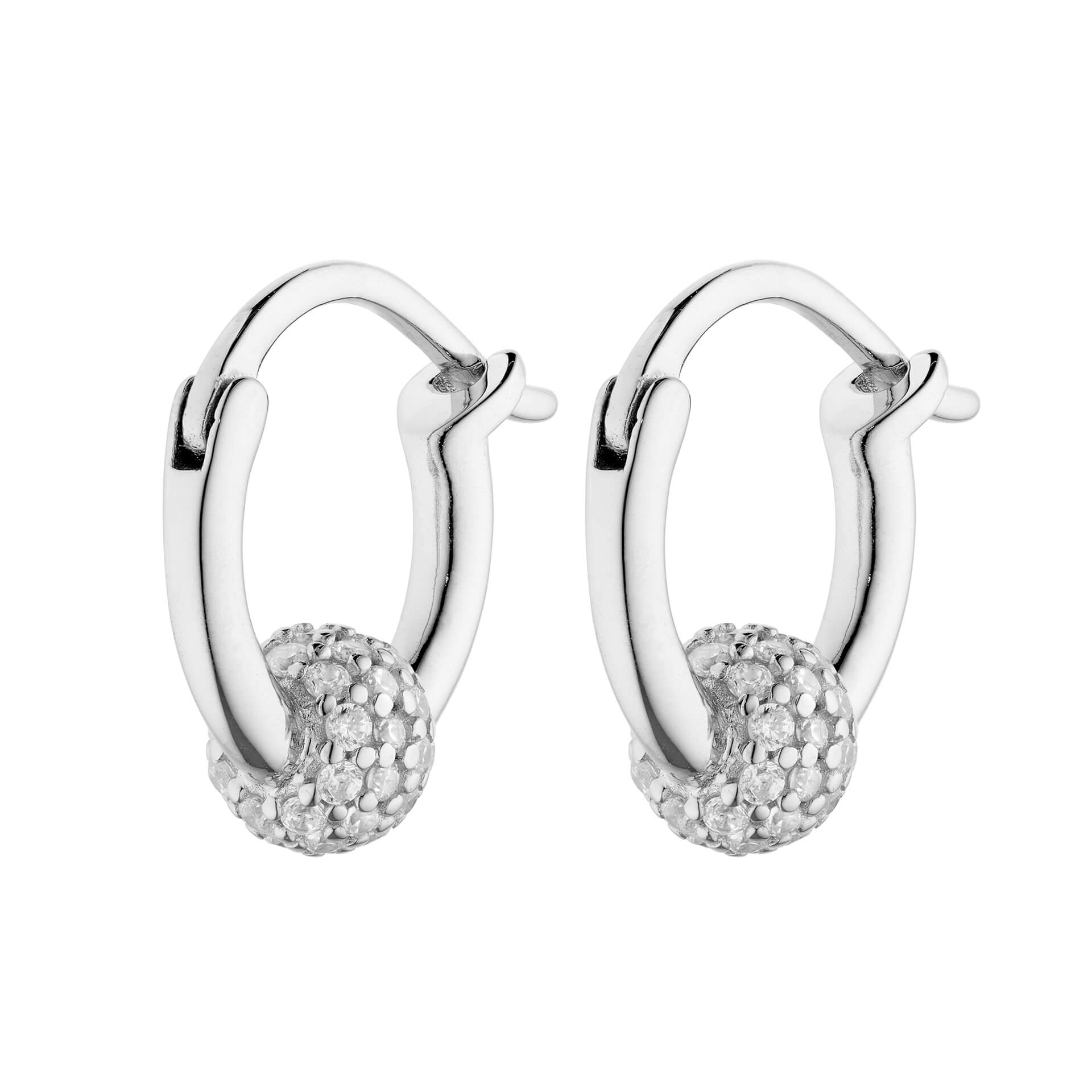 Diamonfire Pave Zirconia Ball Hoop Earrings in Sterling Silver