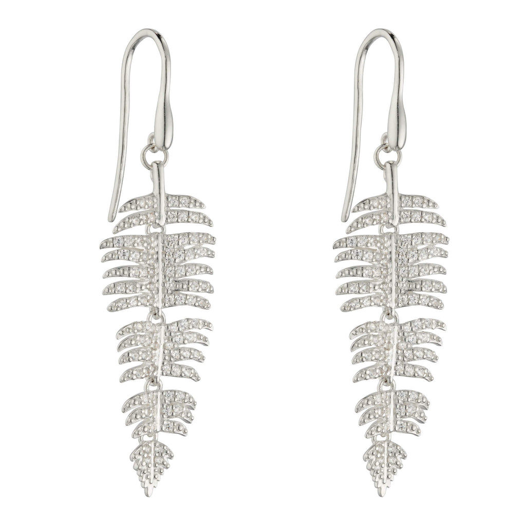 Palm Leaf Drop Earrings in Sterling Silver | Gecko Jewellery Retail