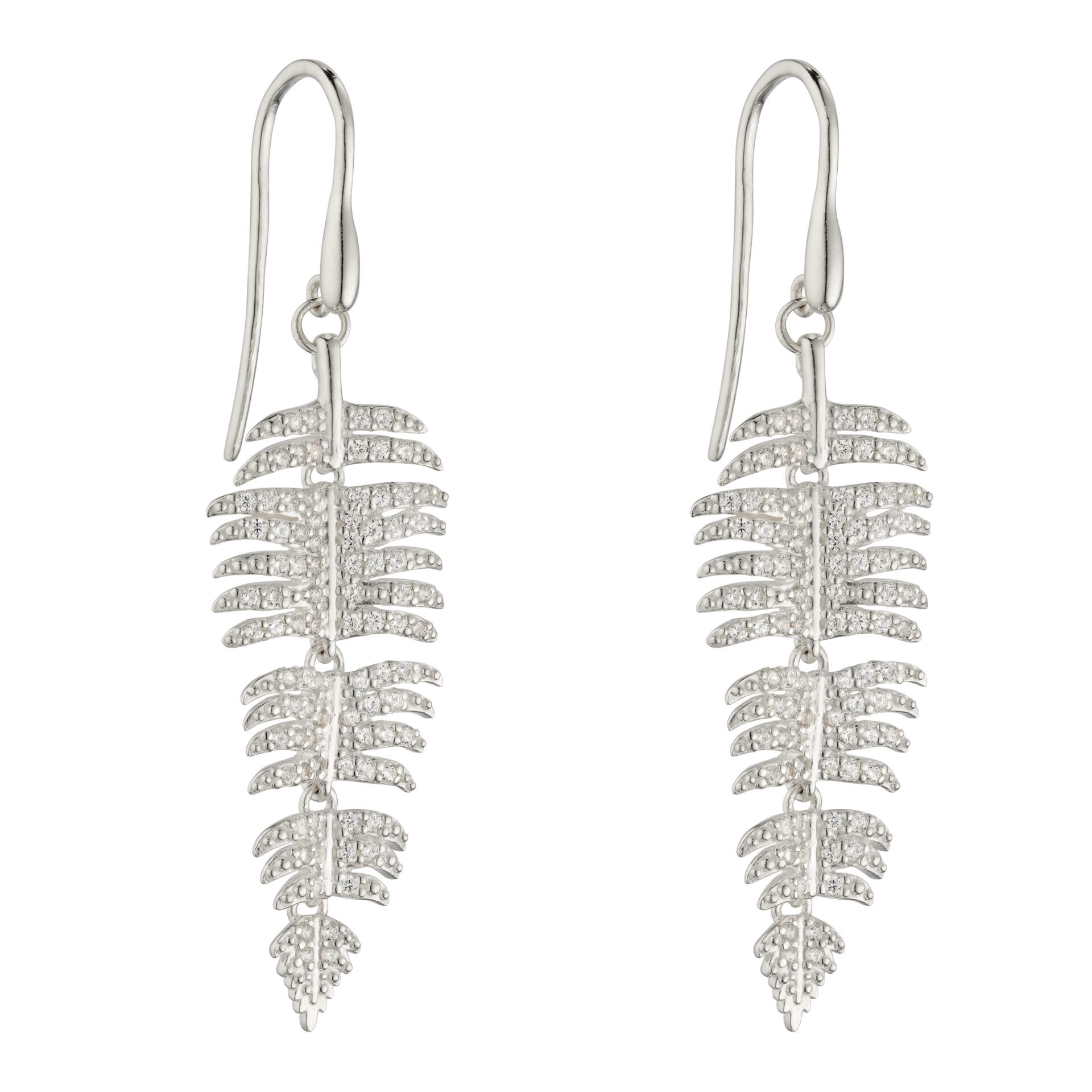 Palm Leaf Drop Earrings in Sterling Silver | Gecko Jewellery Retail