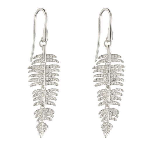 Palm Leaf Drop Earrings in Sterling Silver | Gecko Jewellery Retail