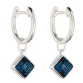 Gecko Jewellery Square Crystal Hoop Earrings in Polished Sterling Silver