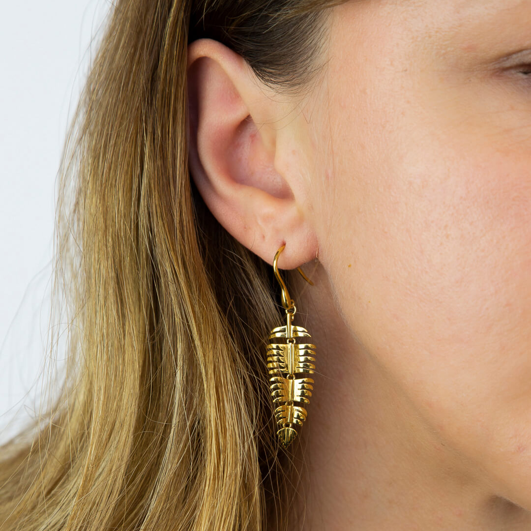 Palm Leaf Drop Earrings in Sterling Silver | Gecko Jewellery Retail