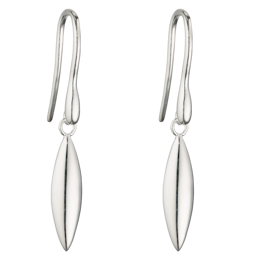 Gecko Jewellery Sterling Silver Navette Shaped Drop Earrings for Women