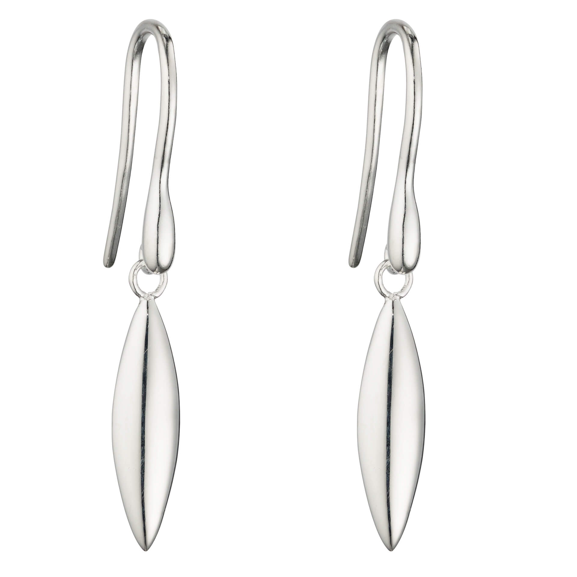 Gecko Jewellery Sterling Silver Navette Shaped Drop Earrings for Women