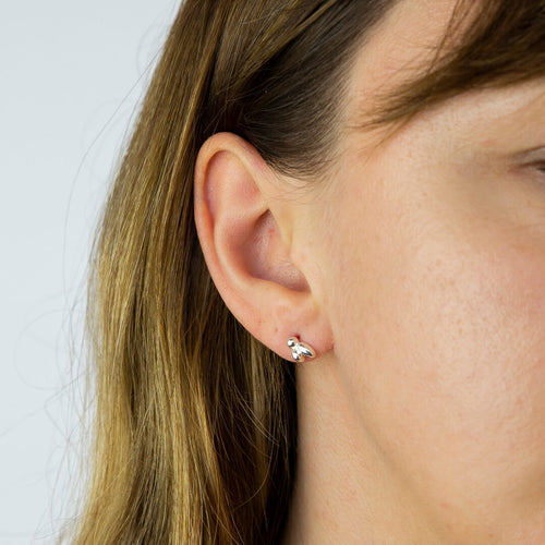 Flower Bud Stud Earrings in Sterling Silver by Gecko Jewellery Retail