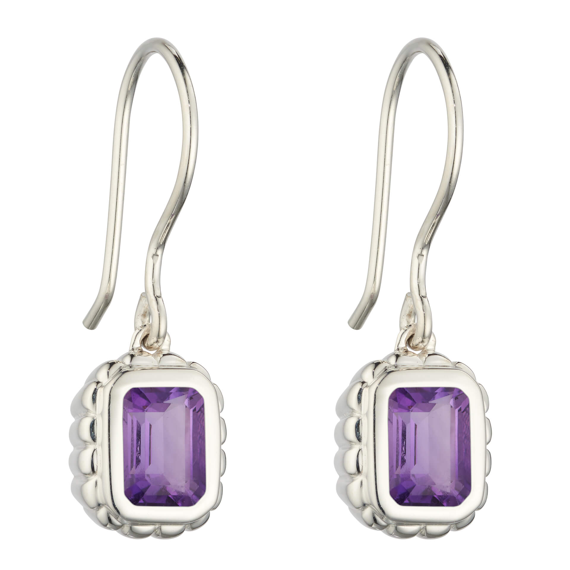 Gecko Jewellery Sterling Silver Curve Surround Polished Drop Earrings