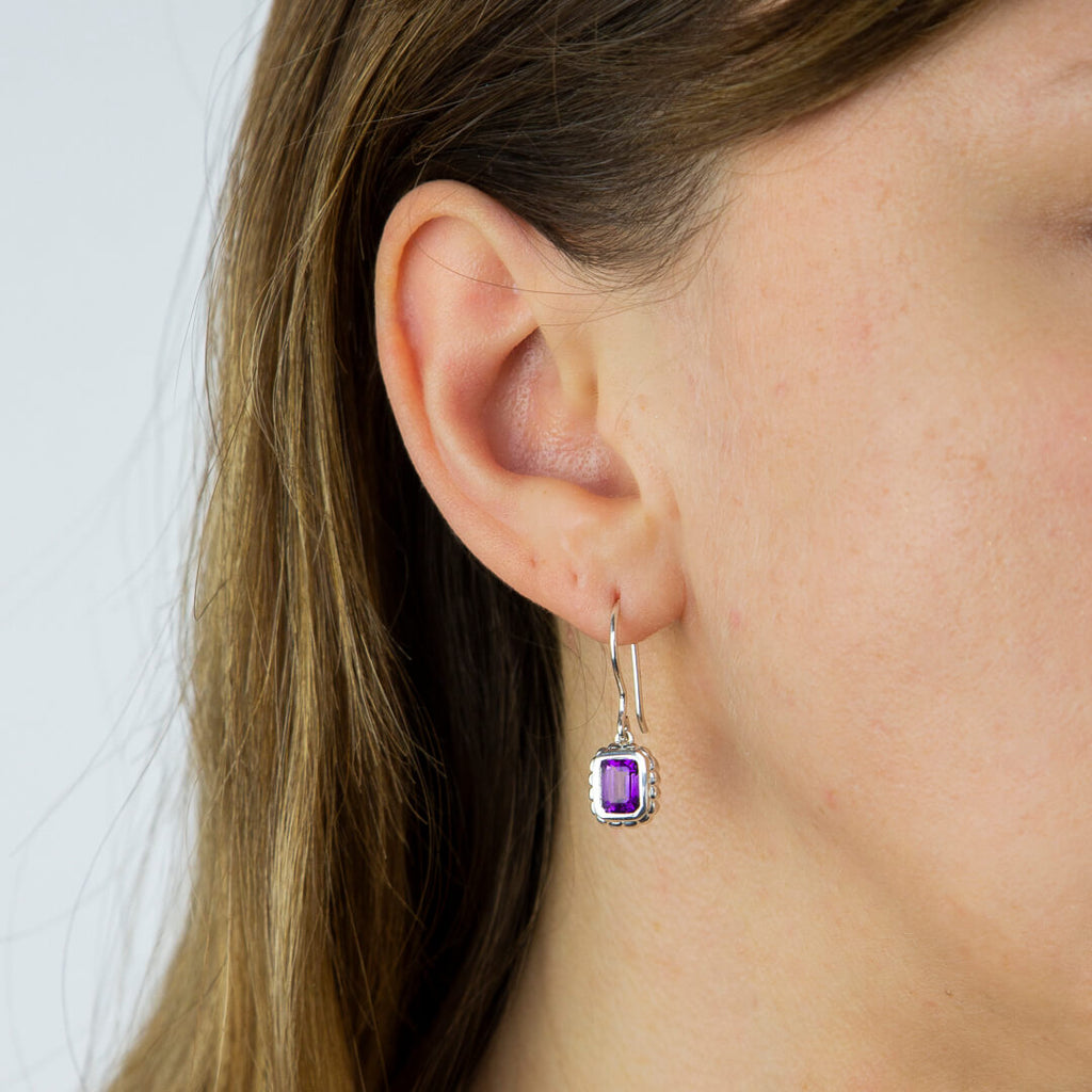 Gecko Jewellery Sterling Silver Curve Surround Polished Drop Earrings