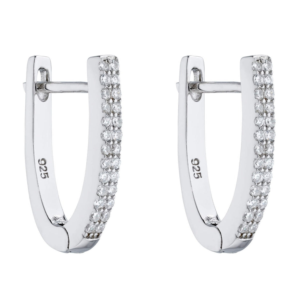 Gecko Jewellery U Shaped Hinged Hoop Earrings with Cubic Zirconia