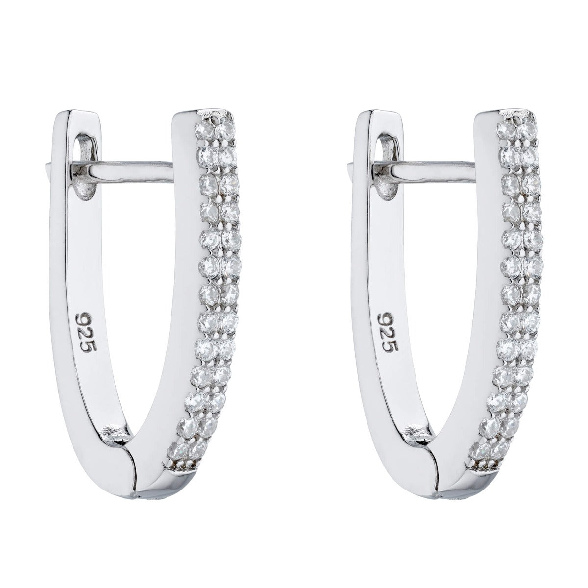 Gecko Jewellery U Shaped Hinged Hoop Earrings with Cubic Zirconia