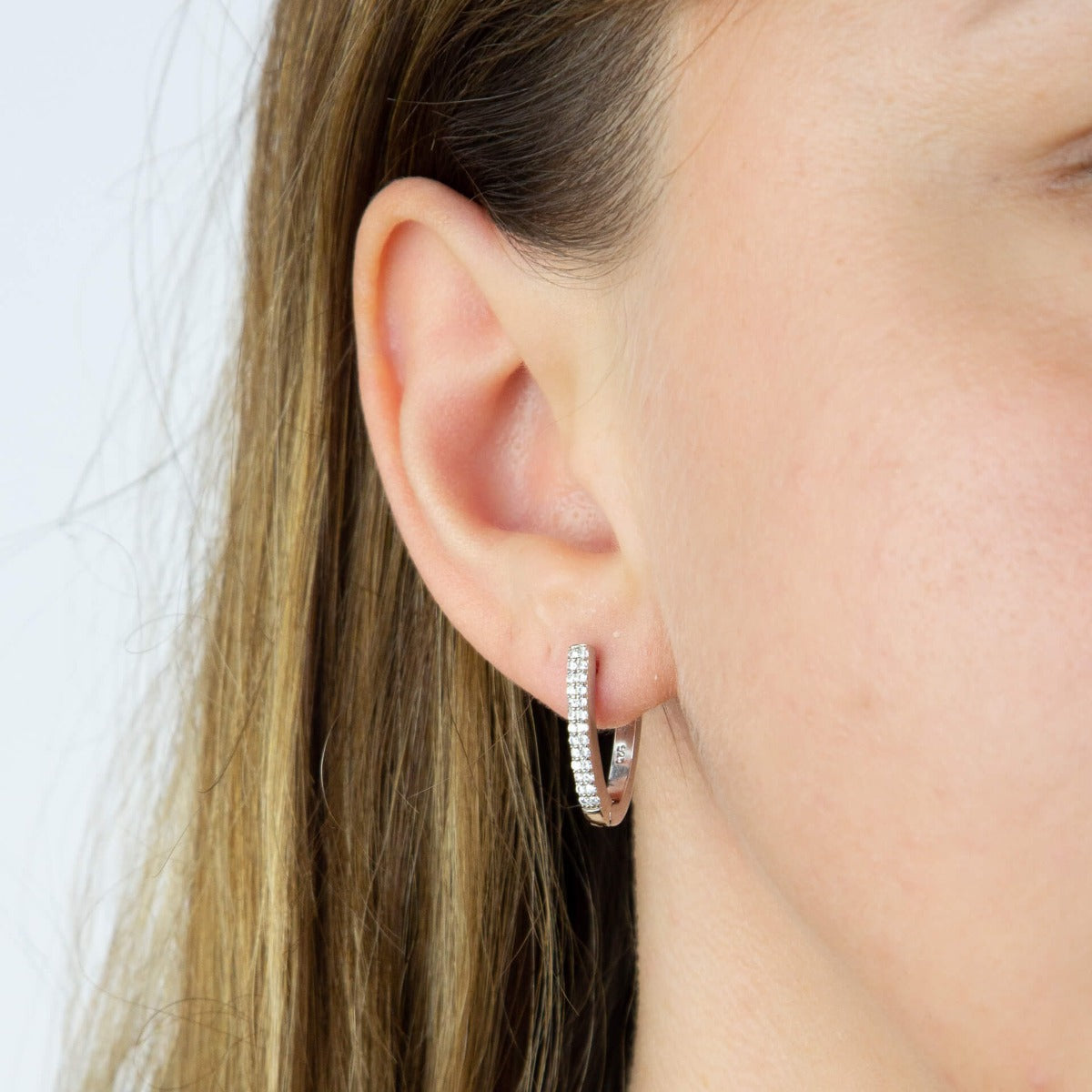 Gecko Jewellery U Shaped Hinged Hoop Earrings with Cubic Zirconia