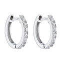 Gecko Jewellery Rhodium Plated 15mm CZ Baguette Hinged Hoop Earrings