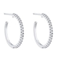 Gecko Jewellery Rhodium Plated Cubic Zirconia 3/4 Hoop Earrings
