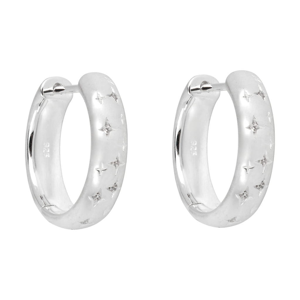 Gecko Jewellery Starry Night Hoop Earrings with Cubic Zirconia