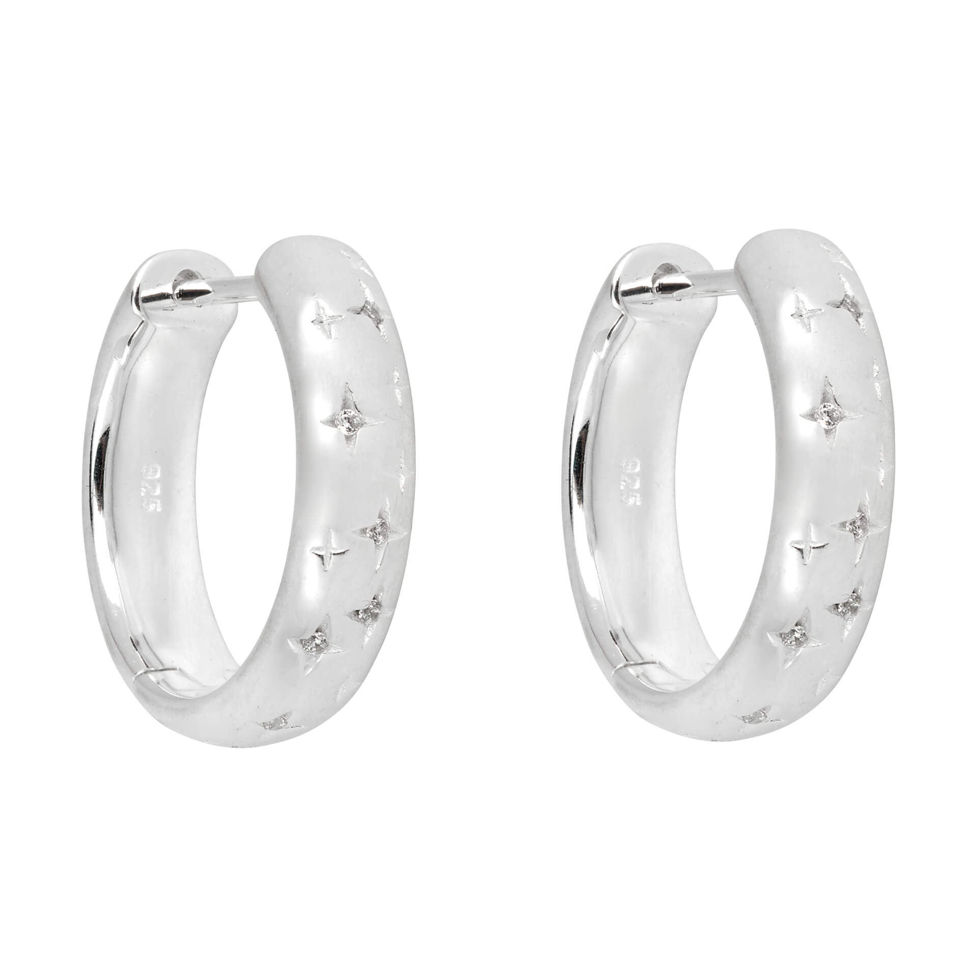 Gecko Jewellery Starry Night Hoop Earrings with Cubic Zirconia