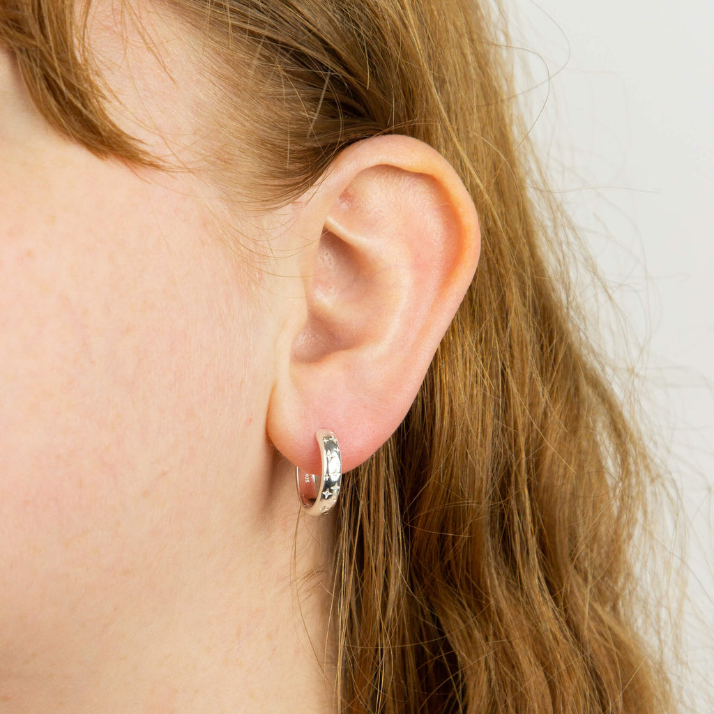 Gecko Jewellery Starry Night Hoop Earrings with Cubic Zirconia