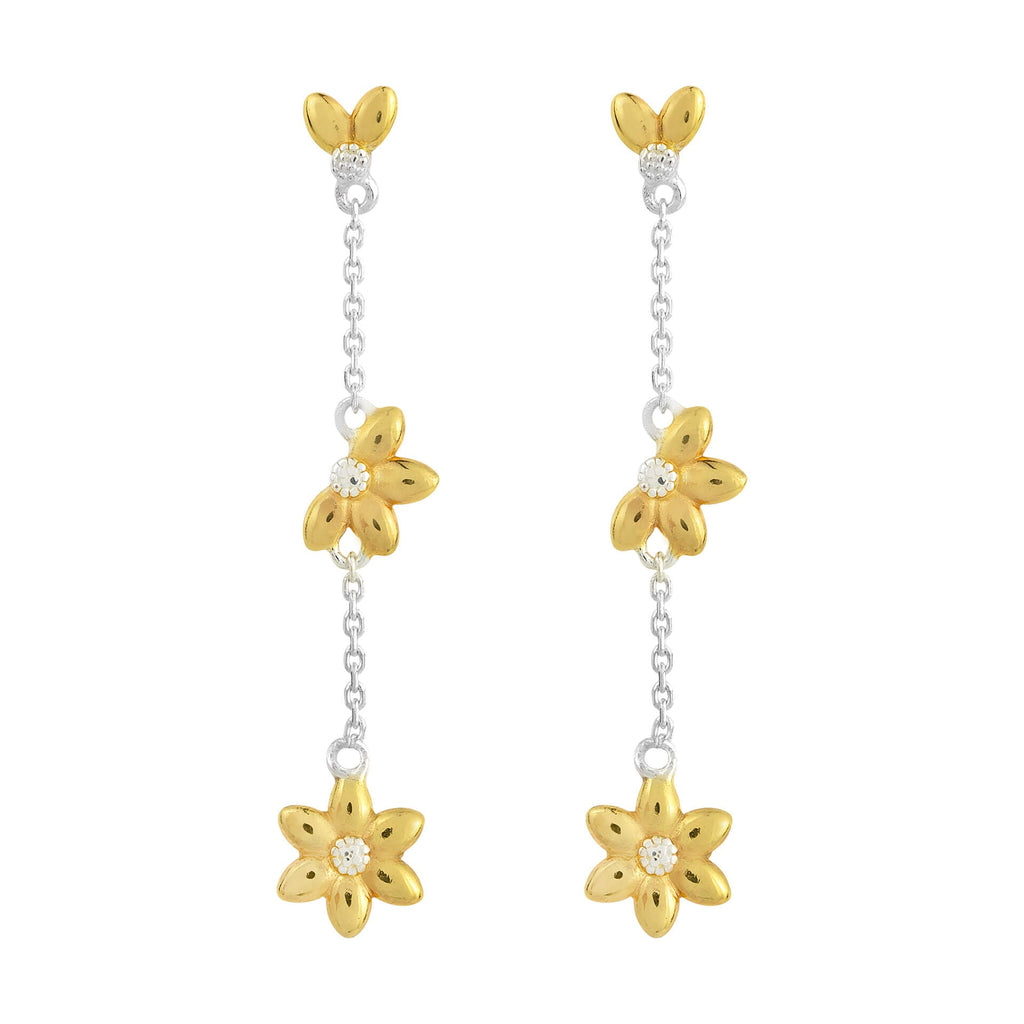 Sunflower Drop Earrings in Yellow Gold Plating by Gecko Jewellery