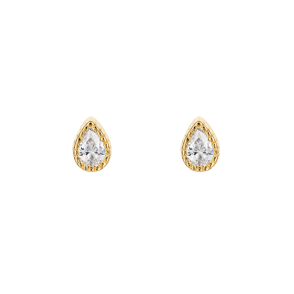 Gecko Jewellery Recycled Sterling Silver Cubic Zirconia Teardrop Studs