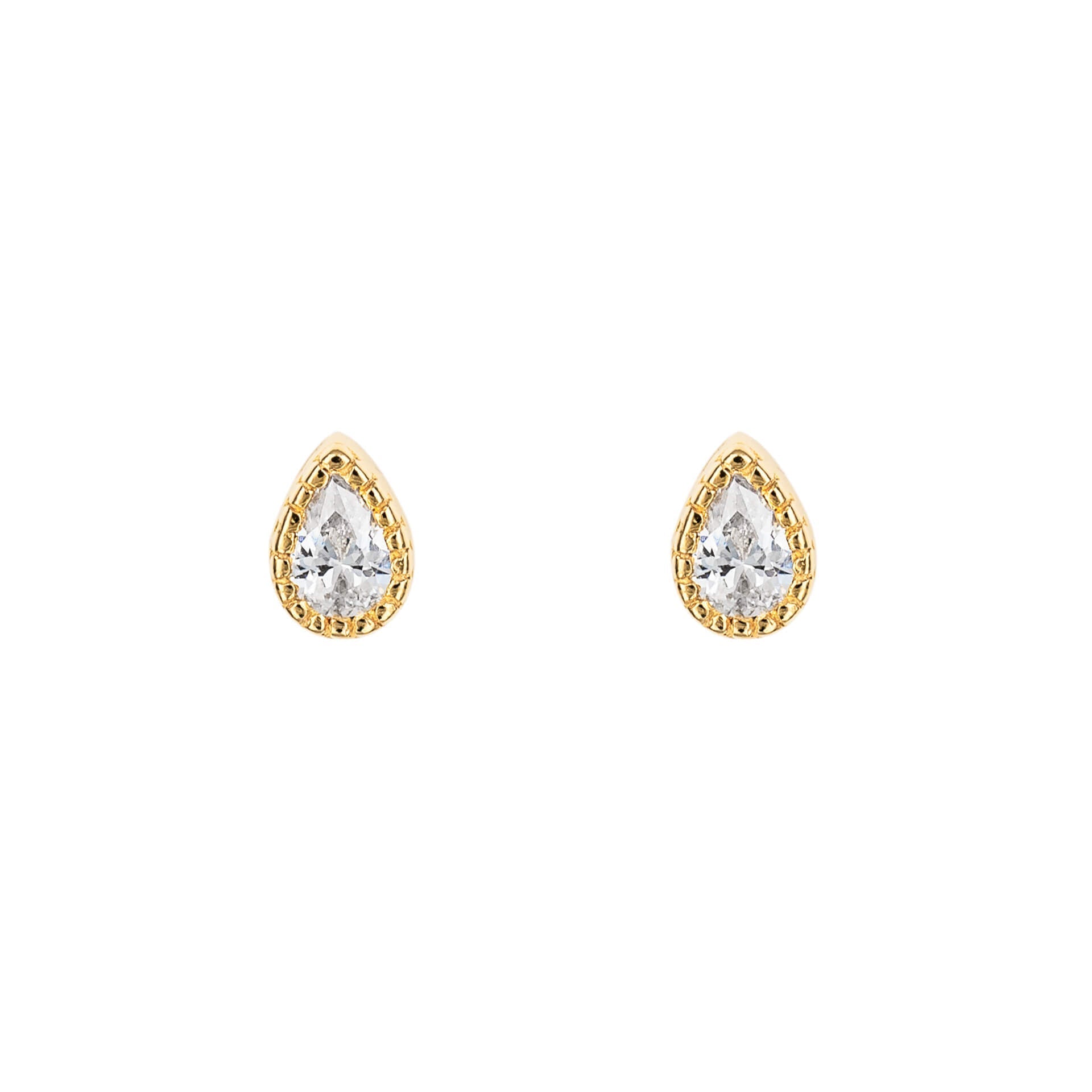 Gecko Jewellery Recycled Sterling Silver Cubic Zirconia Teardrop Studs