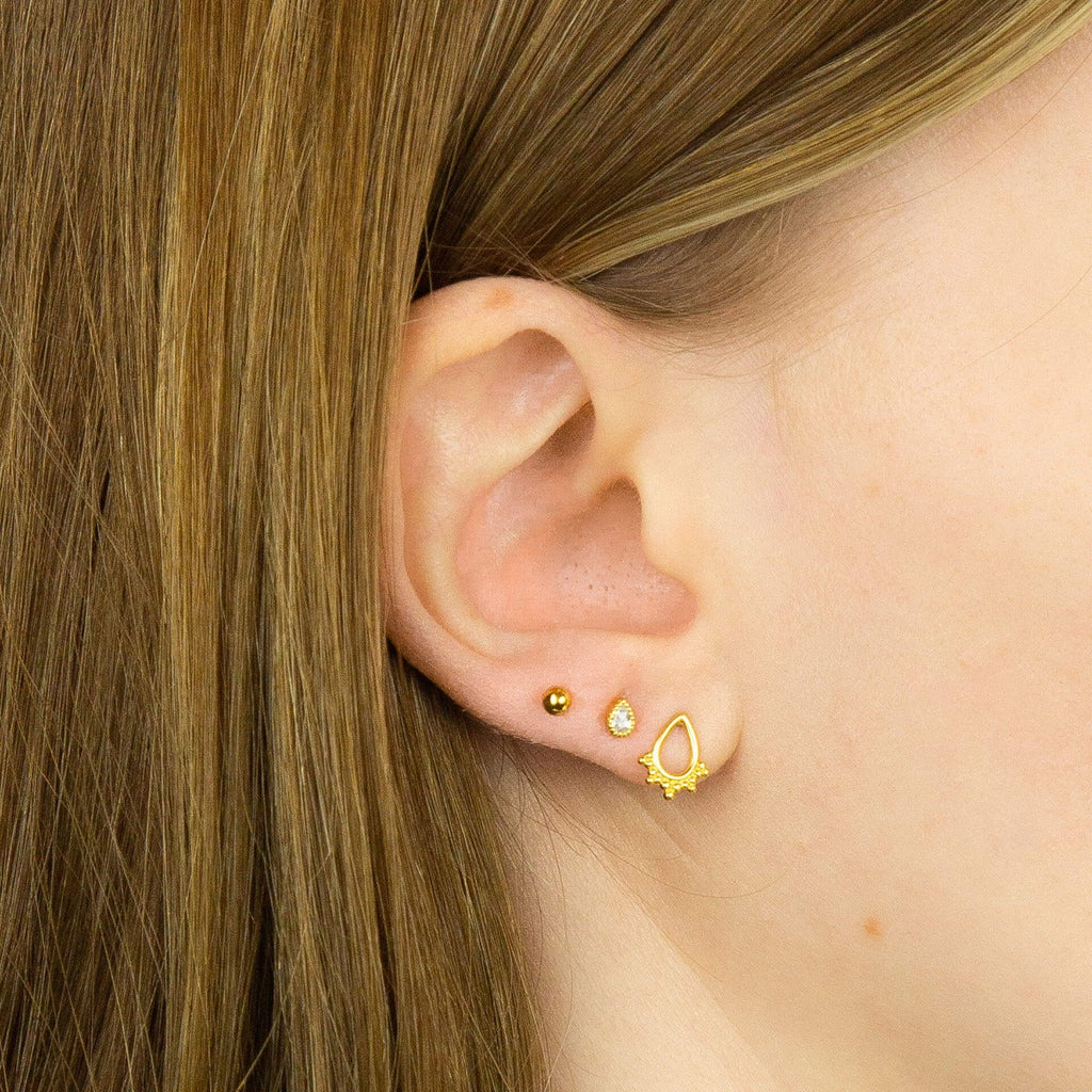 Gecko Jewellery Recycled Sterling Silver Cubic Zirconia Teardrop Studs