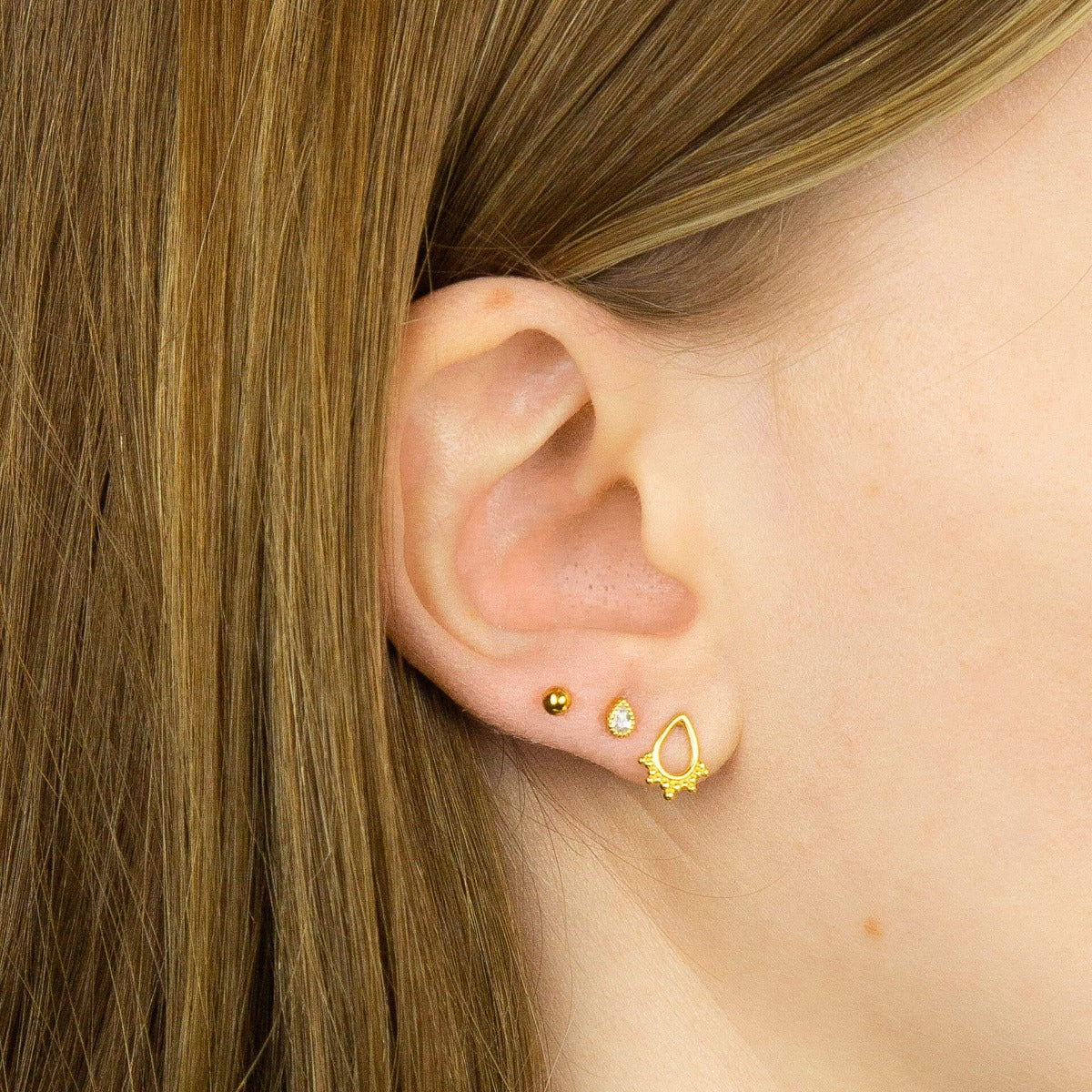 Gecko Jewellery Recycled Sterling Silver Cubic Zirconia Teardrop Studs