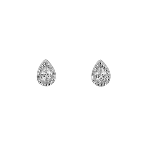 Gecko Jewellery Recycled Sterling Silver Cubic Zirconia Teardrop Studs