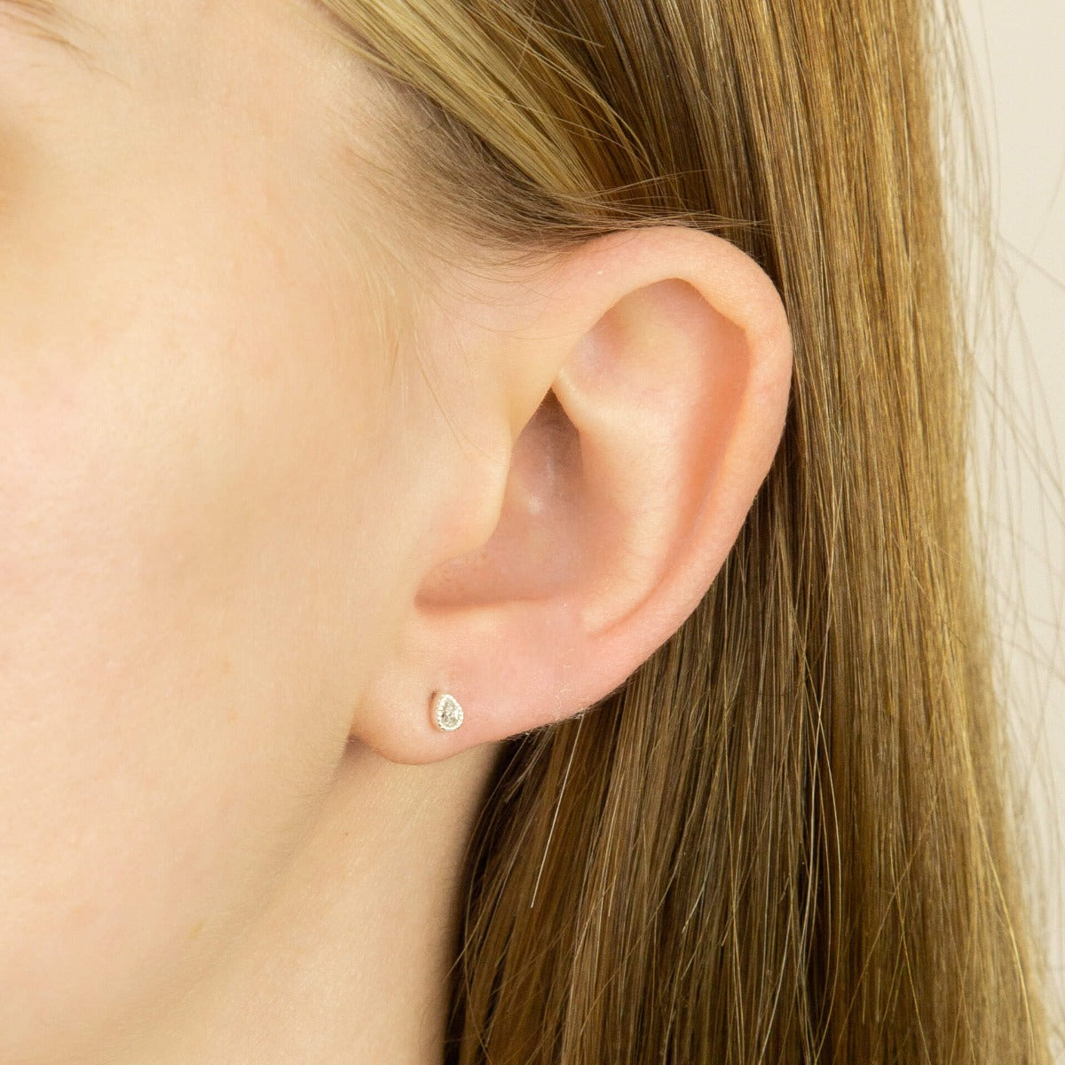 Gecko Jewellery Recycled Sterling Silver Cubic Zirconia Teardrop Studs