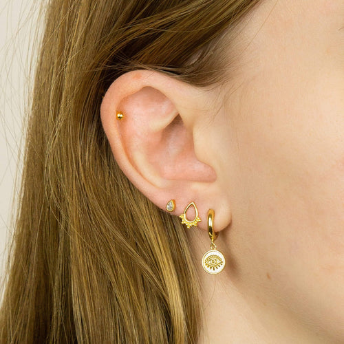 Gecko Jewellery Recycled Sterling Silver Cubic Zirconia Teardrop Studs
