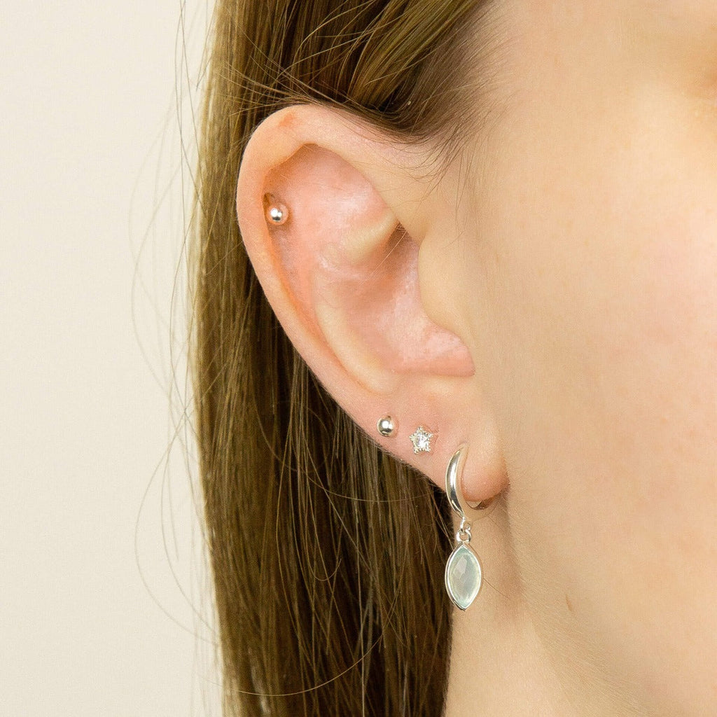 Gecko Jewellery Recycled Sterling Silver Star Studs with Cubic Zirconia