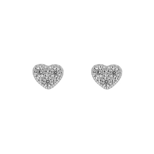 Gecko Jewellery Heart Stud Earrings | Recycled Sterling Silver & CZ