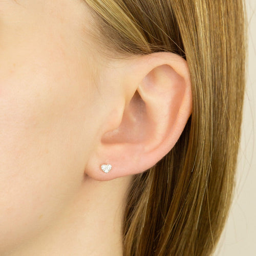 Gecko Jewellery Heart Stud Earrings | Recycled Sterling Silver & CZ