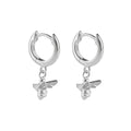 Gecko Jewellery Bee Charm Hoop Earrings – Recycled Silver & CZ