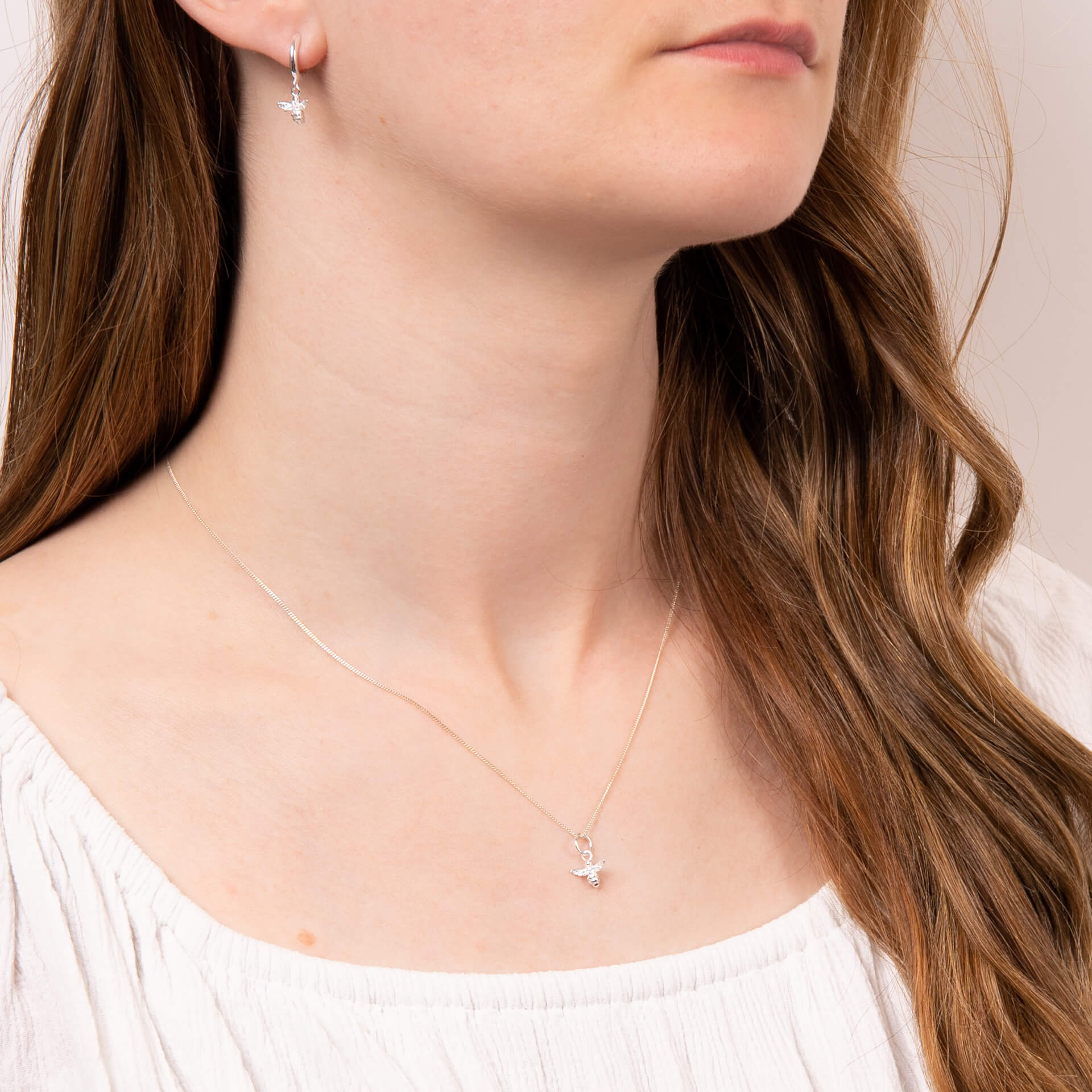 Gecko Jewellery Bee Charm Pendant – Recycled Silver & Cubic Zirconia